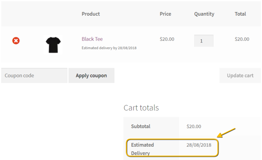 Estimated delivery date displayed for in-stock product