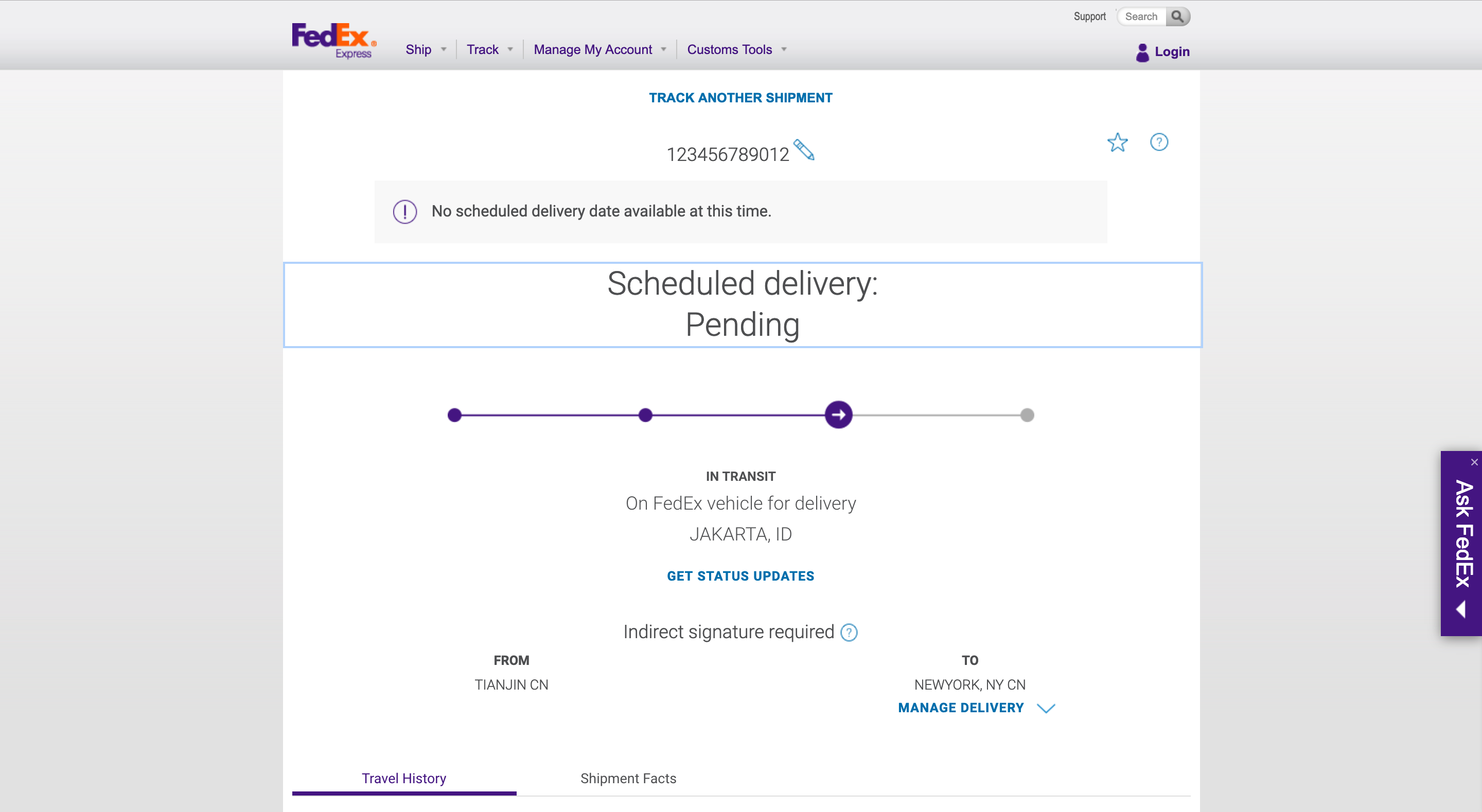 fedex ground service home delivery track